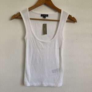 J Crew‎ Women's Cropped fine rib scoopneck tank top White XXS
